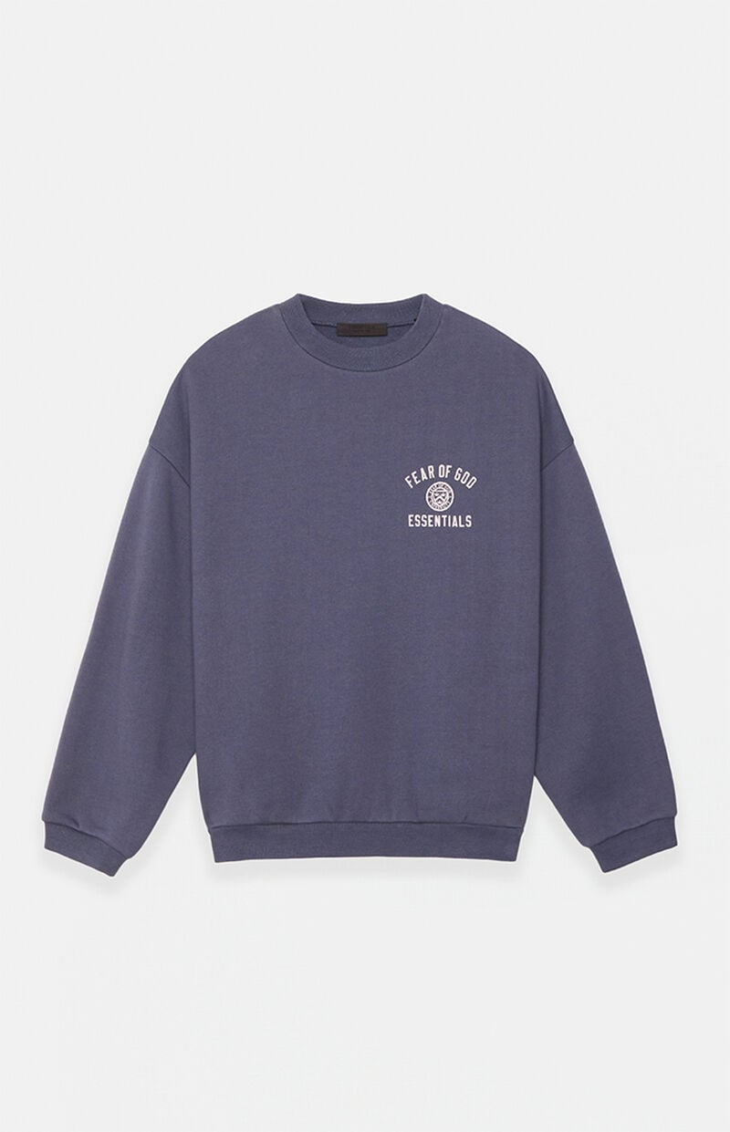 Essentials Marine Fleece Crew Neck Blue Sweatshirt