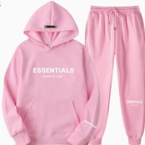 Pink Essentials Tracksuit White Logo